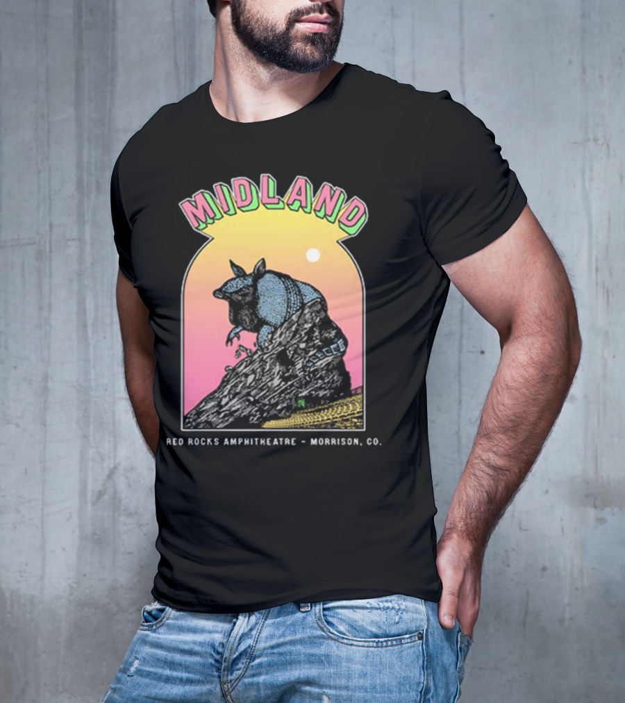Midland Red Rocks Amphitheatre Armadillo Morrison CO T-Shirt
