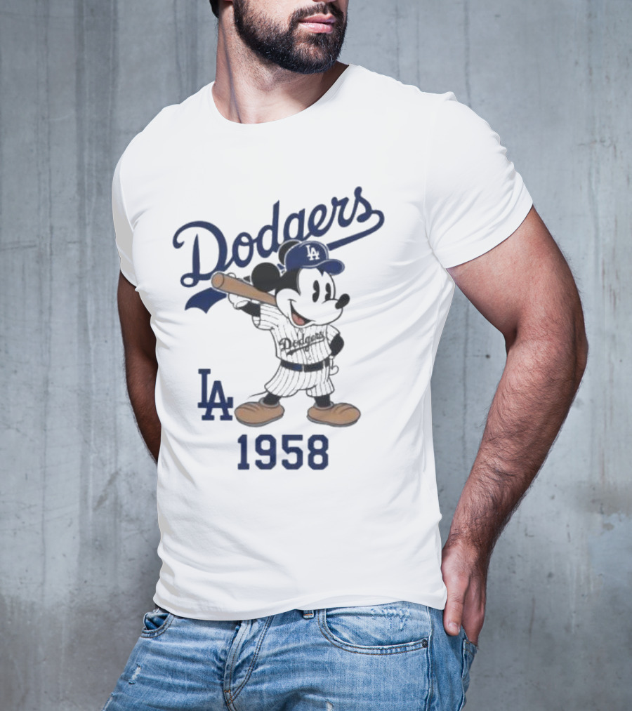Mickey Mouse Los Angeles Dodgers 1958 LA Baseball T-Shirt