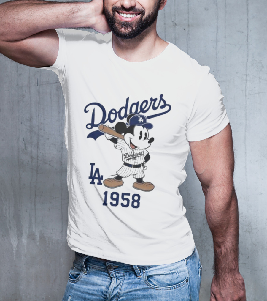 Mickey Mouse Los Angeles Dodgers 1958 LA Baseball T-Shirt