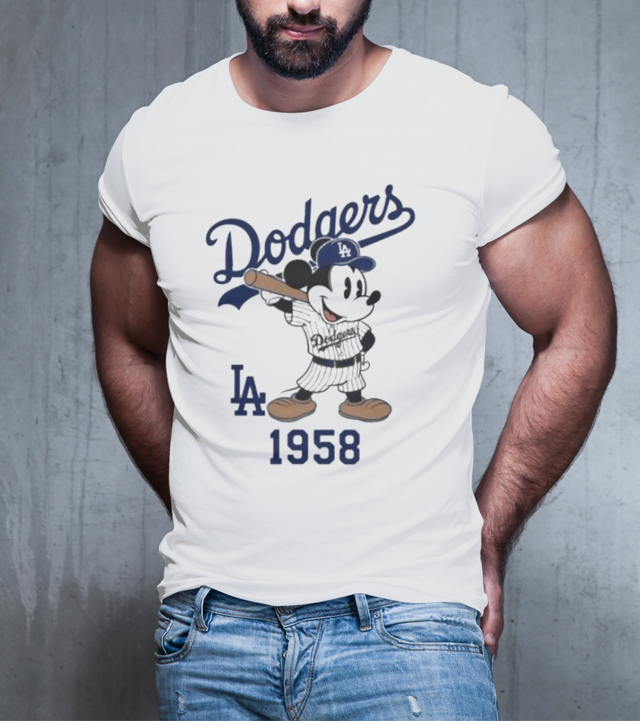 Mickey Mouse Los Angeles Dodgers 1958 LA Baseball T-Shirt