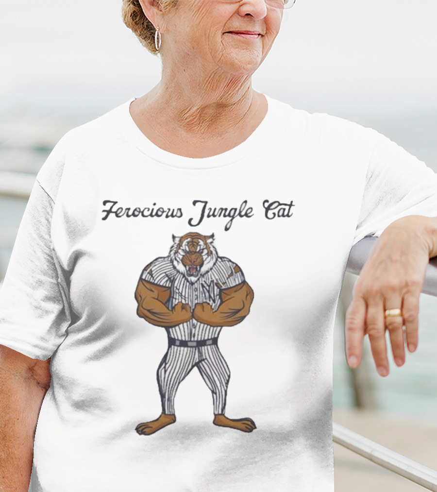 New York Yankees MLB Ferocious Jungle Cat Fierce Tiger In Pinstripes T-Shirt