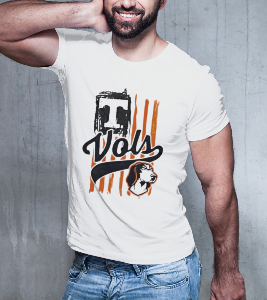 Vols T Logo With Dog And Orange Stripes T-Shirt