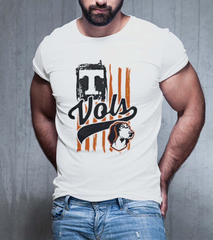 Vols T Logo With Dog And Orange Stripes T-Shirt