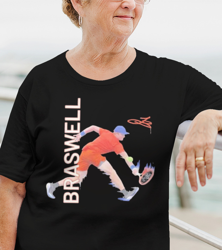 Braswell Tennis Player Signature Action With Dynamic Stroke T-Shirt