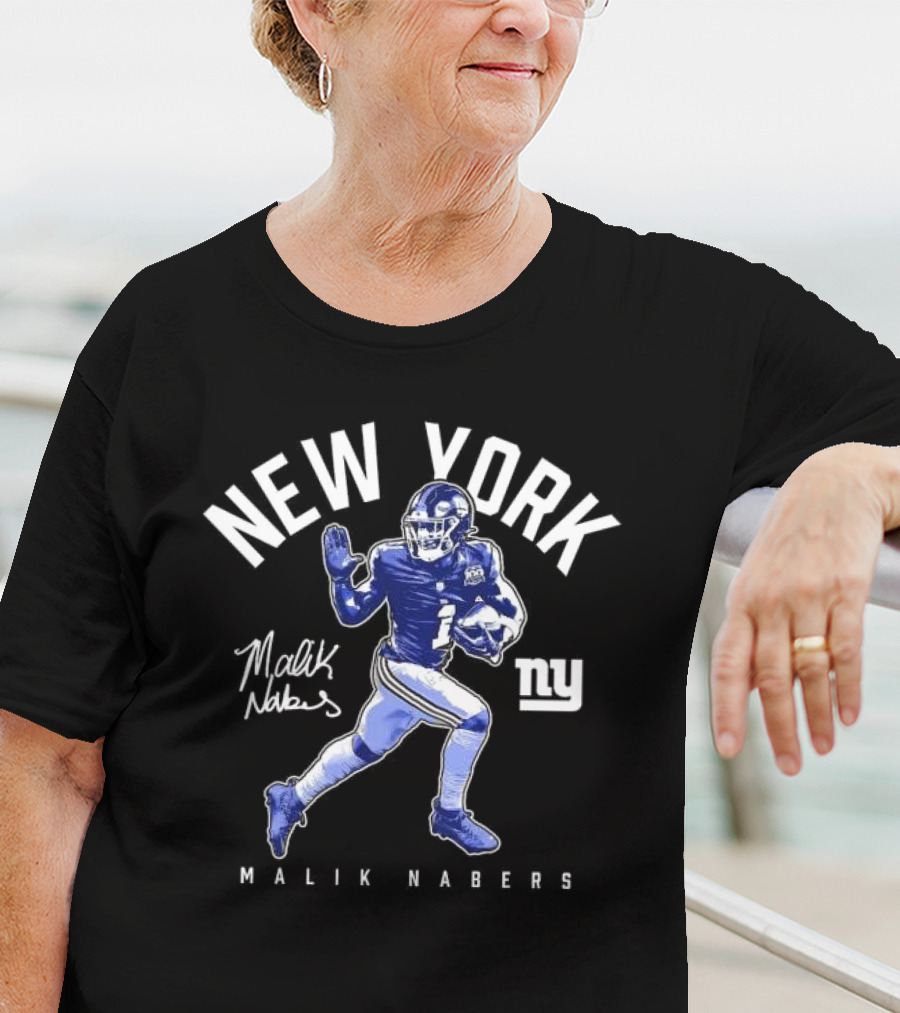 New York Malik Nabers Giants Stiff Arm T-Shirt