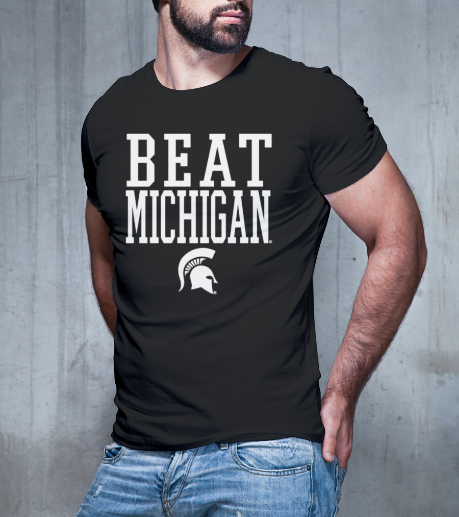 Beat Michigan Michigan State Spartans Helmet T-Shirt