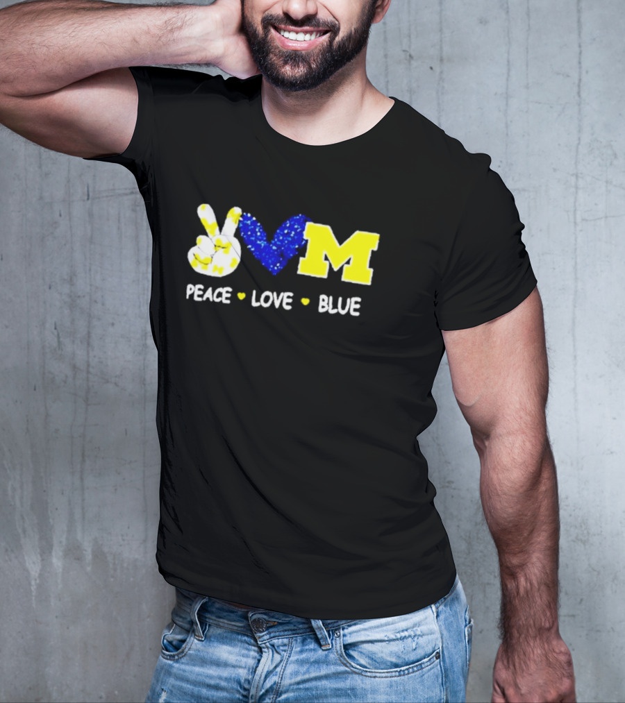 Peace Love M Blue T-Shirt