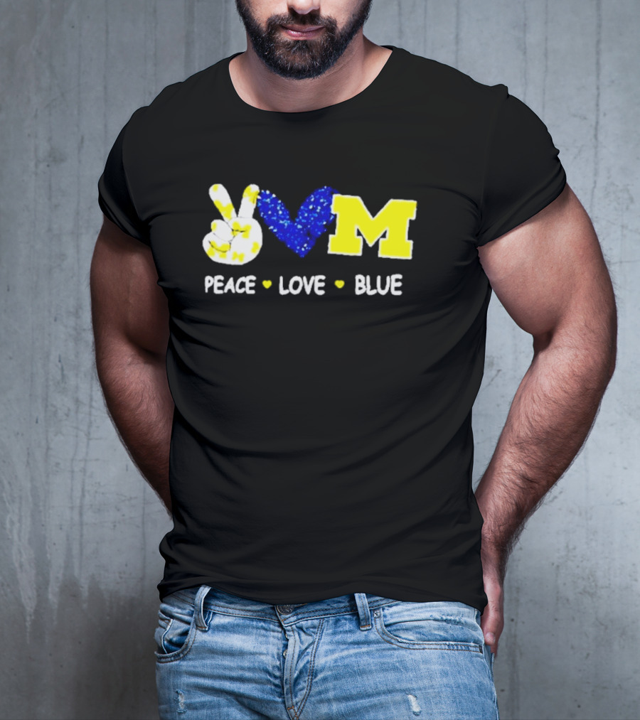 Peace Love M Blue T-Shirt