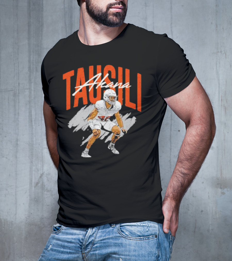 Tausili Akana Texas Longhorns Player Football Action T-Shirt