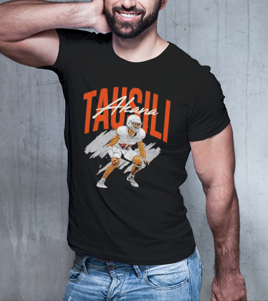 Tausili Akana Texas Longhorns Player Football Action T-Shirt