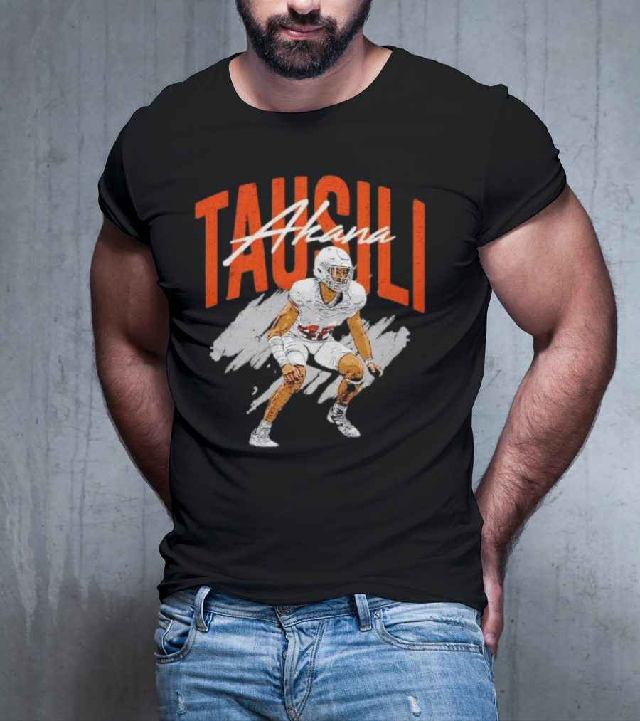 Tausili Akana Texas Longhorns Player Football Action T-Shirt