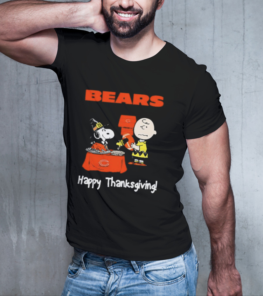 BEARS Chicago Charlie Brown And Snoopy Happy Thanksgiving T-Shirt