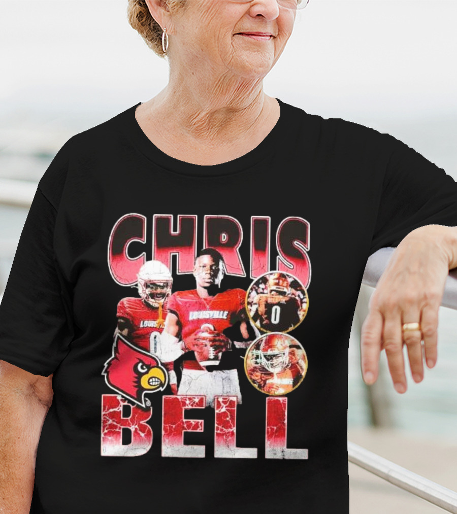 Chris Bell Louisville Cardinals Football Number 0 Retro Signature T-Shirt