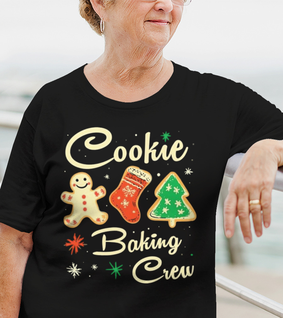 Cookie Baking Crew Christmas Gingerbread Stocking Tree Cookies T-Shirt