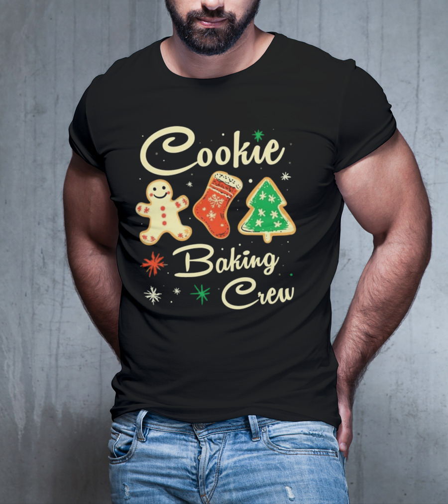 Cookie Baking Crew Christmas Gingerbread Stocking Tree Cookies T-Shirt