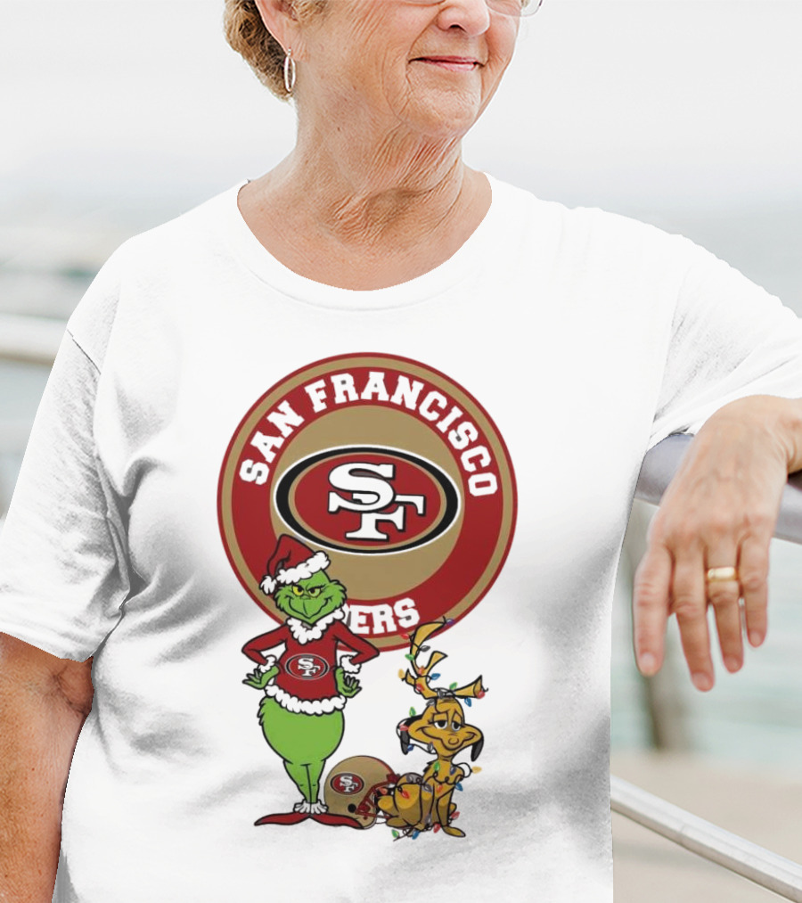 San Francisco 49ers Grinch And Max Merry Christmas T-Shirt