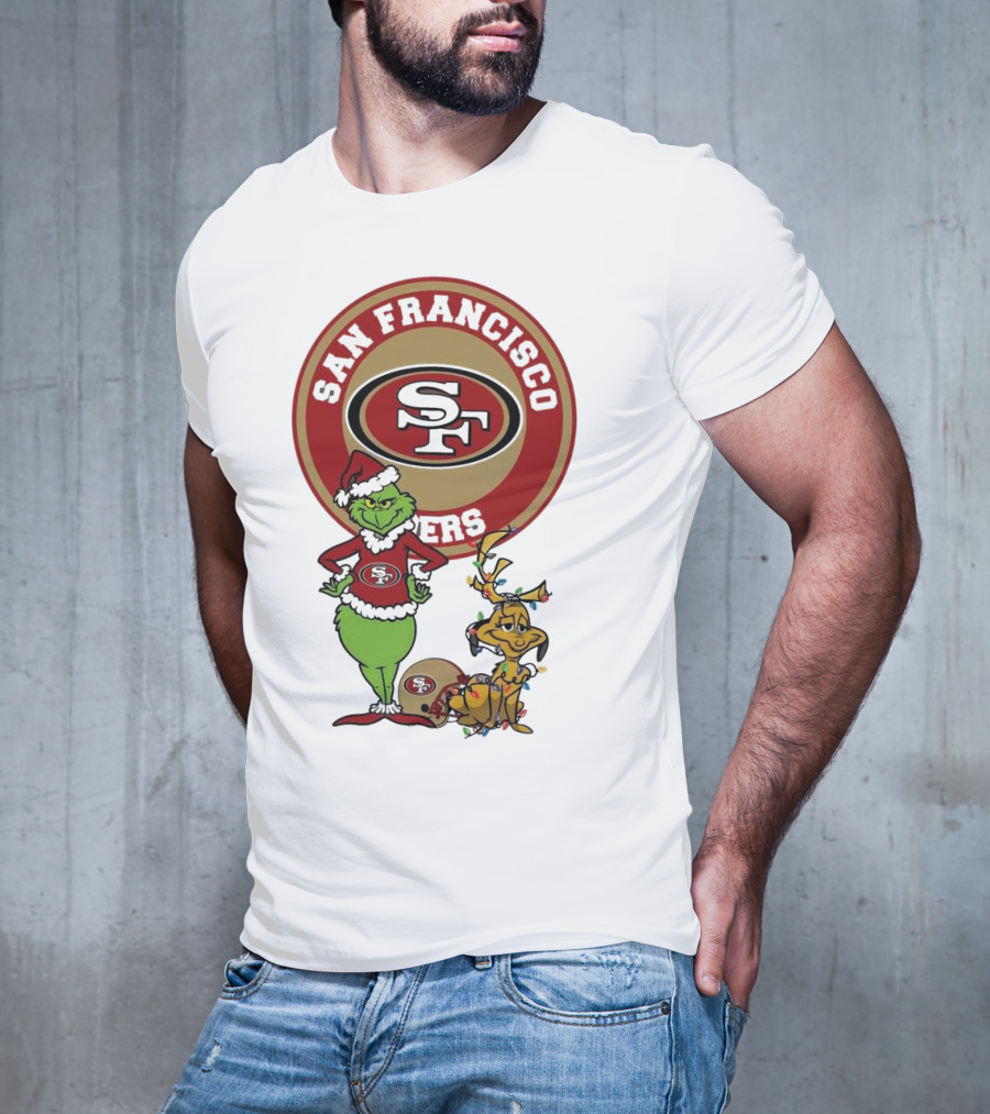 San Francisco 49ers Grinch And Max Merry Christmas T-Shirt