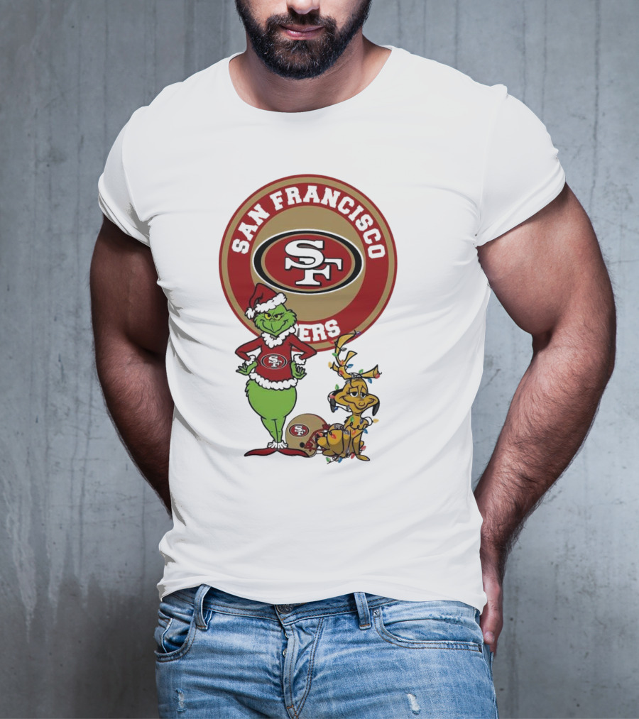 San Francisco 49ers Grinch And Max Merry Christmas T-Shirt