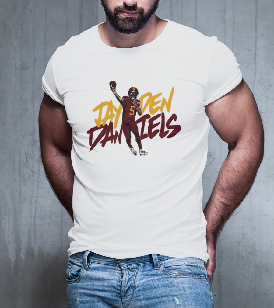 Jayden Daniels Washington Commanders Player Cartoon Football 5 T-Shirt