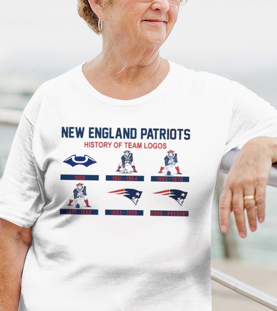 New England Patriots History Of Team Logos 1960 To Present T-Shirt
