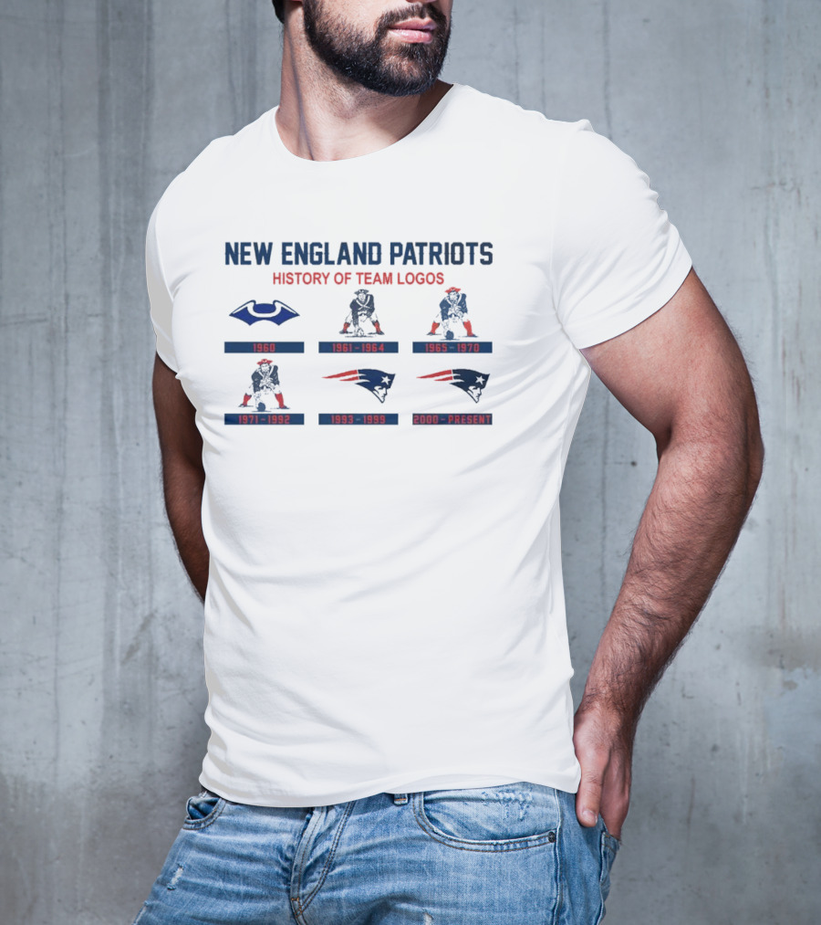 New England Patriots History Of Team Logos 1960 To Present T-Shirt