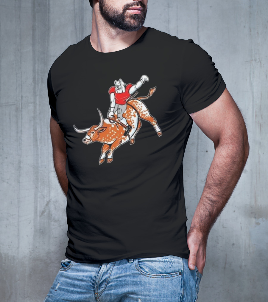 Ga Horns Down Bulldog Rides Longhorn T-Shirt