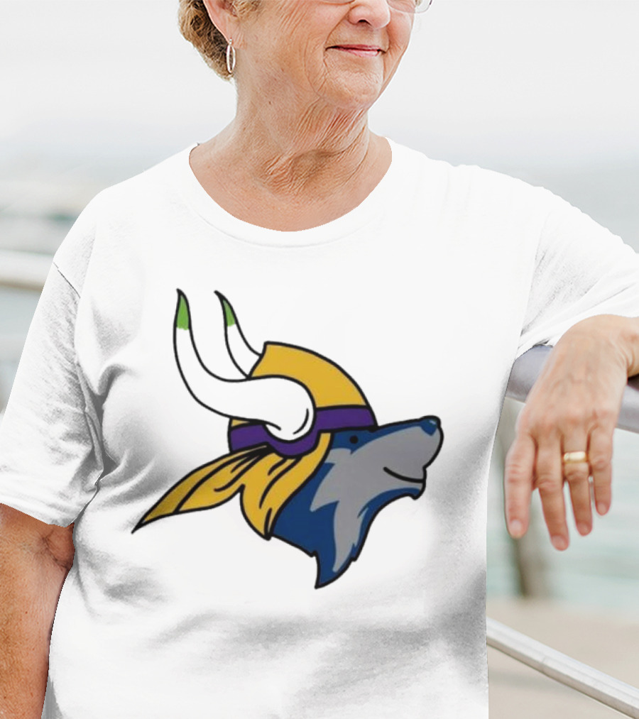 Minnesota Timbervikes Wolf And Viking Helmet Mashup T-Shirt