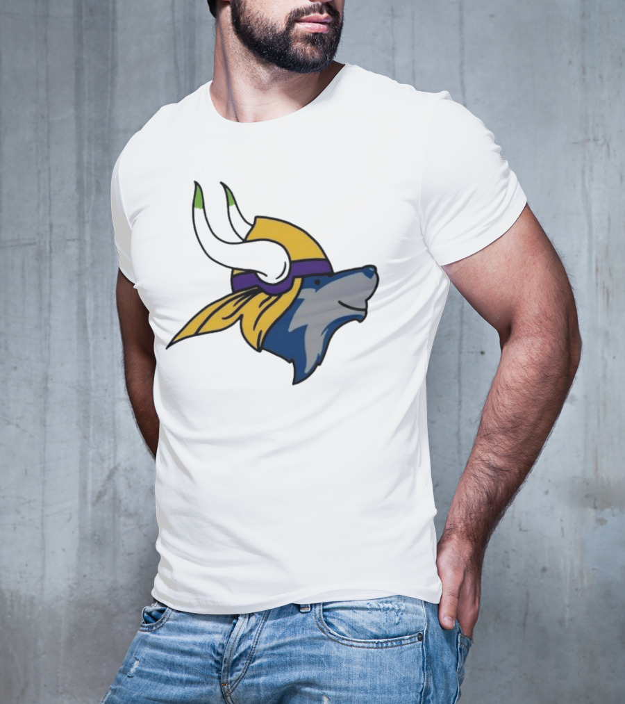 Minnesota Timbervikes Wolf And Viking Helmet Mashup T-Shirt