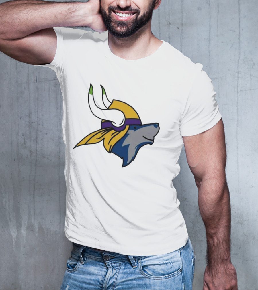 Minnesota Timbervikes Wolf And Viking Helmet Mashup T-Shirt