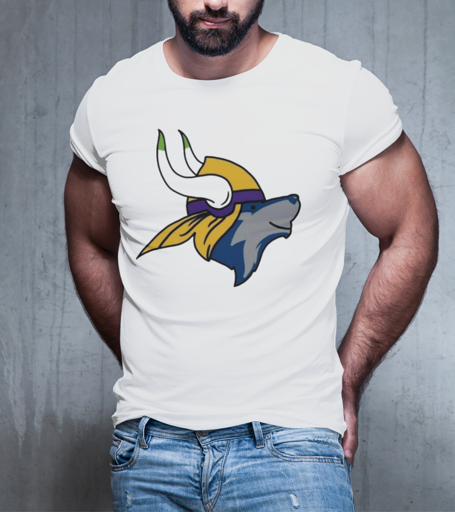 Minnesota Timbervikes Wolf And Viking Helmet Mashup T-Shirt