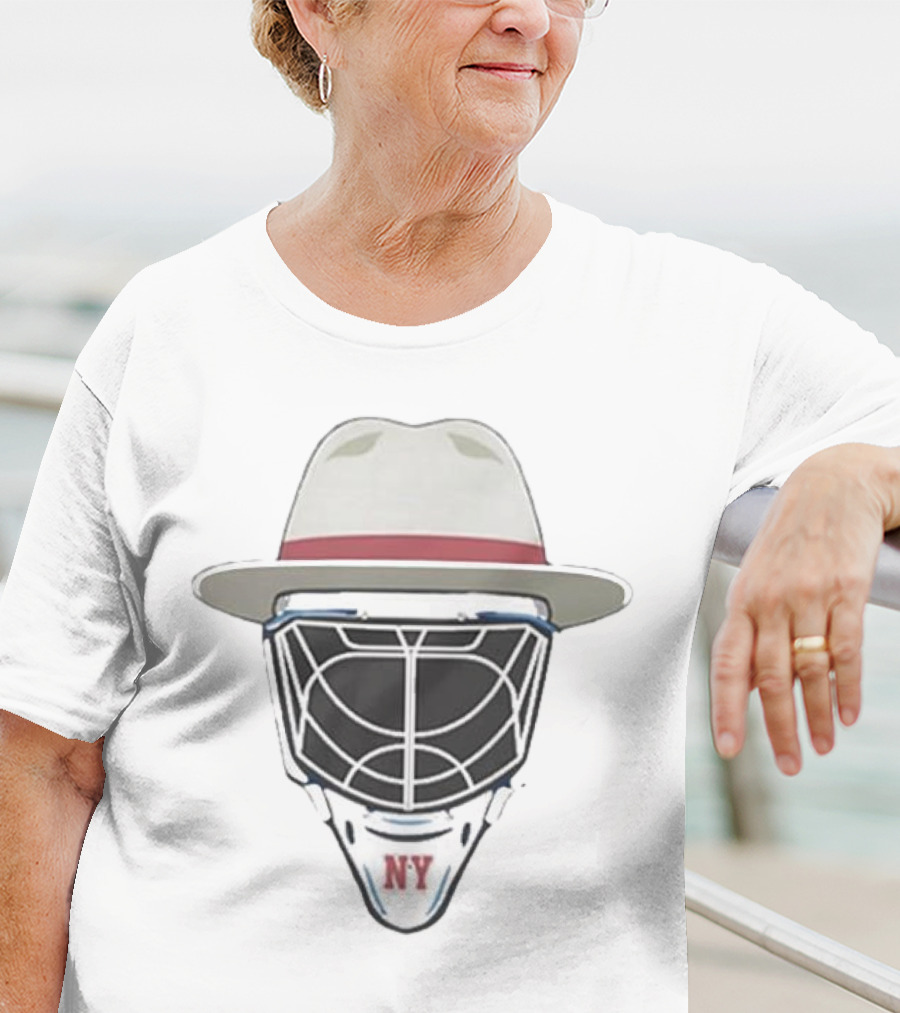 New York Rangers NY Hockey Mask Fedora Hat T-Shirt