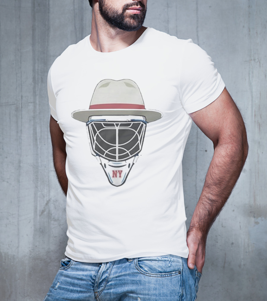 New York Rangers NY Hockey Mask Fedora Hat T-Shirt