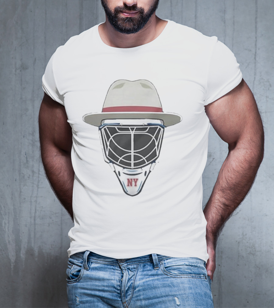 New York Rangers NY Hockey Mask Fedora Hat T-Shirt