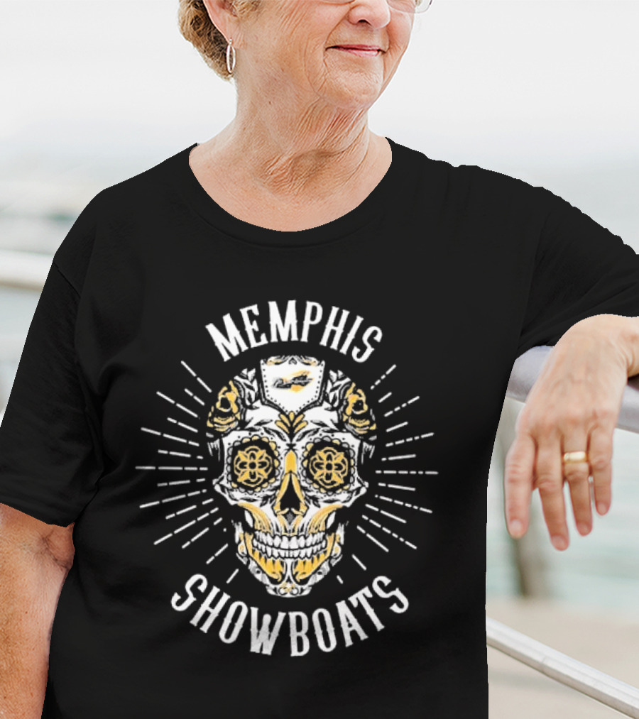 Memphis Showboats Dia De Los Muertos Skull T-Shirt