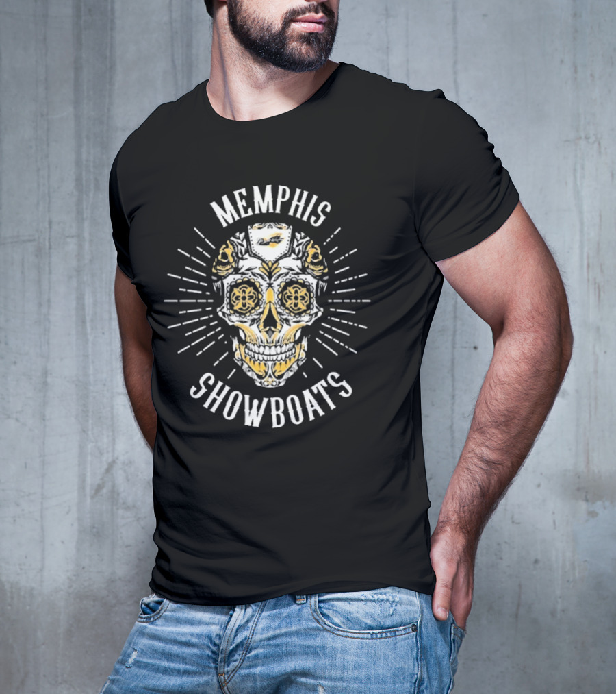 Memphis Showboats Dia De Los Muertos Skull T-Shirt