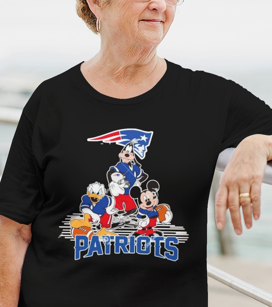 Mickey Donald Goofy Patriots Football Disney Crossover T-Shirt