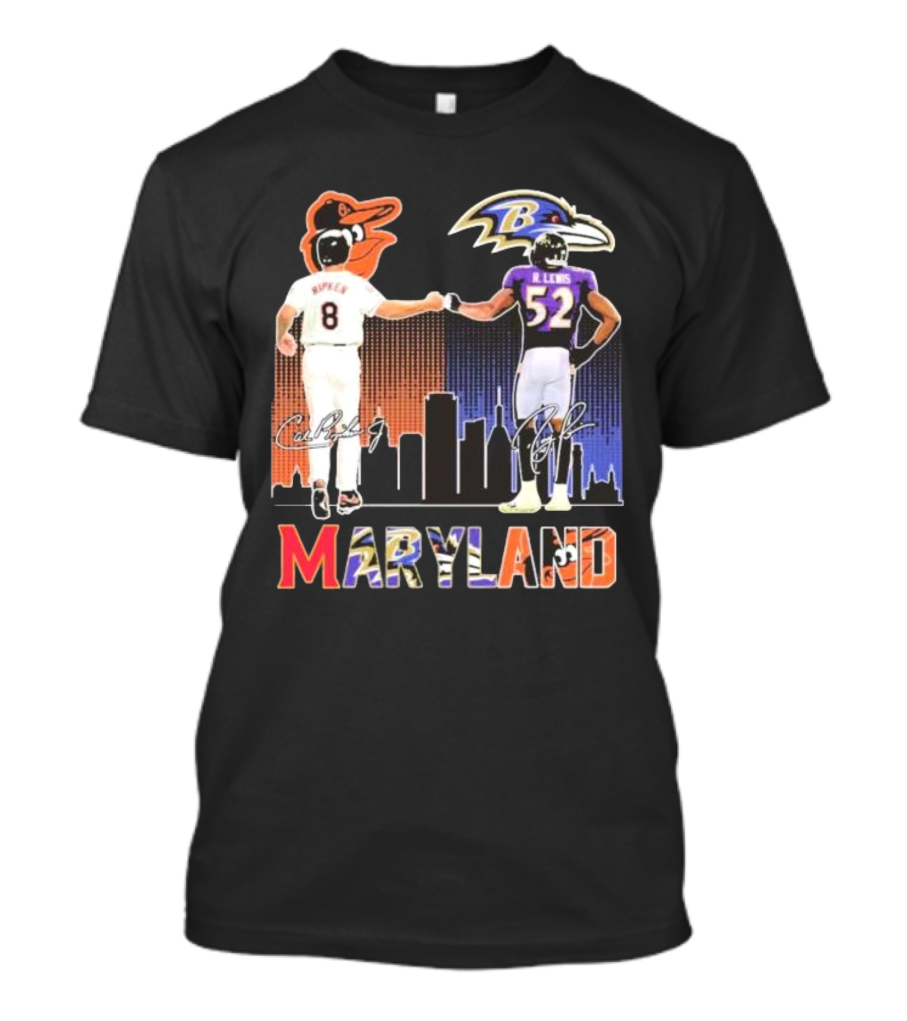 Maryland Sports Baltimore Orioles Ripken Baltimore Ravens Lewis Signatures T-Shirt