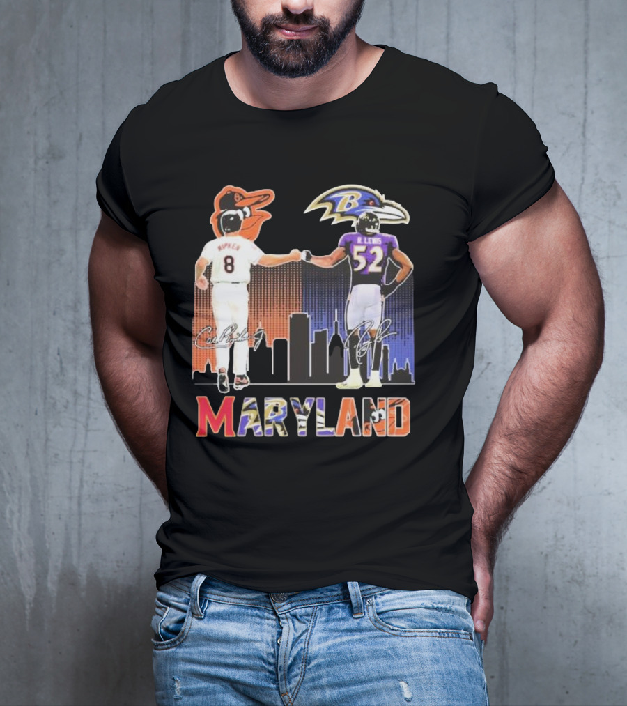 Maryland Sports Baltimore Orioles Ripken Baltimore Ravens Lewis Signatures T-Shirt