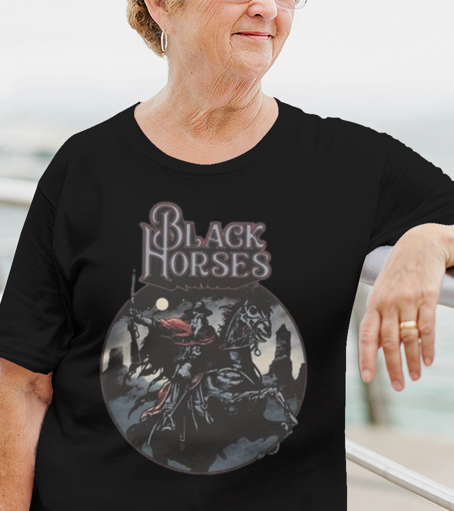 Black Horses Moonlit Knight T-Shirt