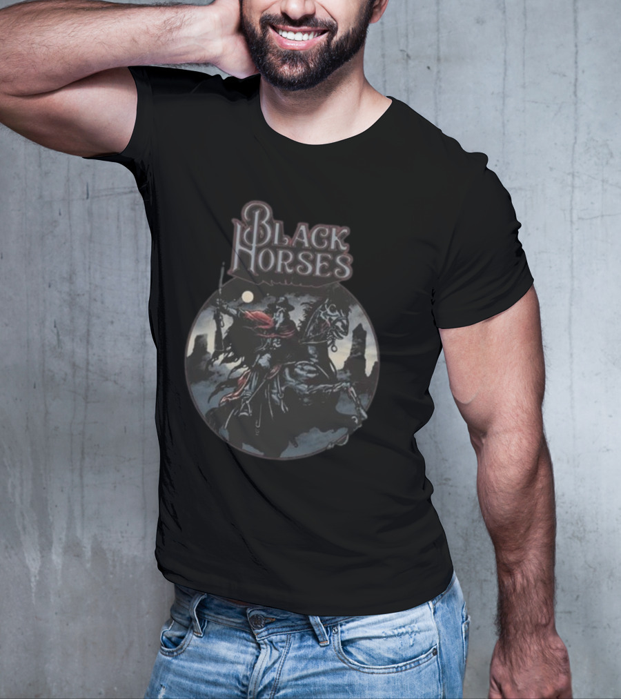 Black Horses Moonlit Knight T-Shirt