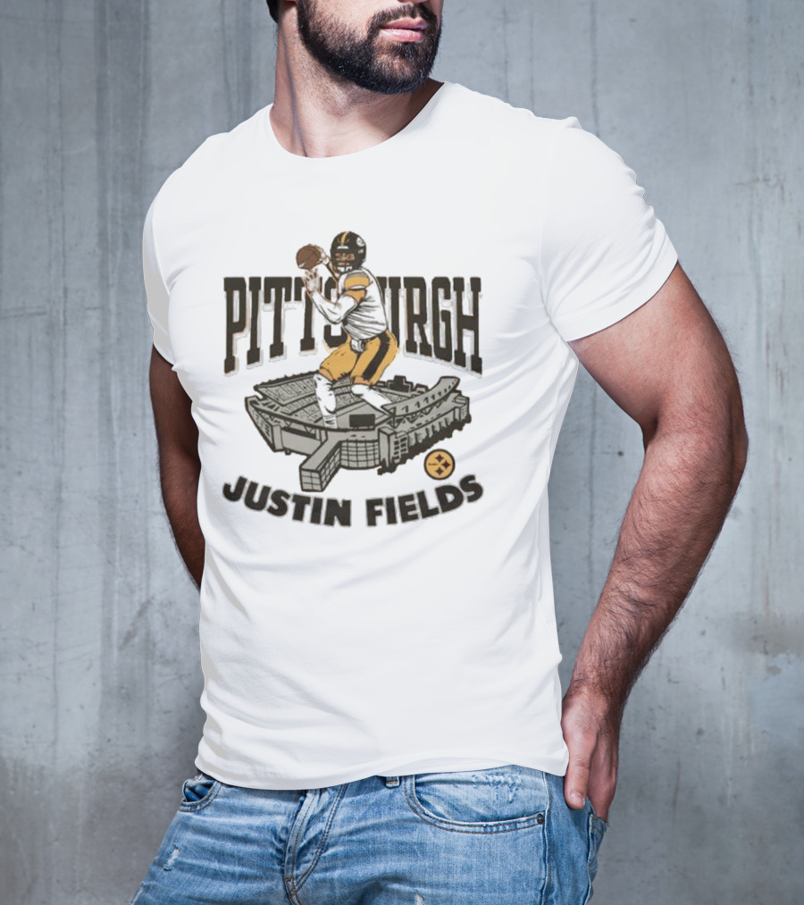 Pittsburgh Steelers Justin Fields Player Stadium NFL Football T-Shirt
