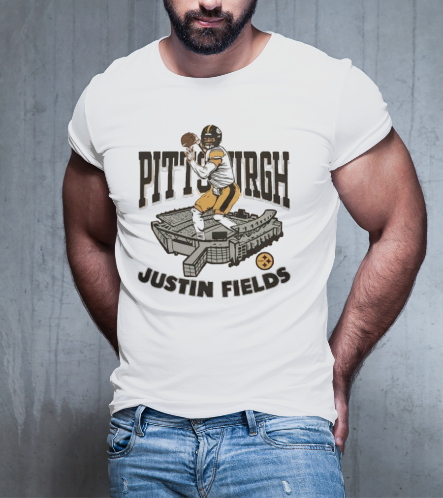 Pittsburgh Steelers Justin Fields Player Stadium NFL Football T-Shirt