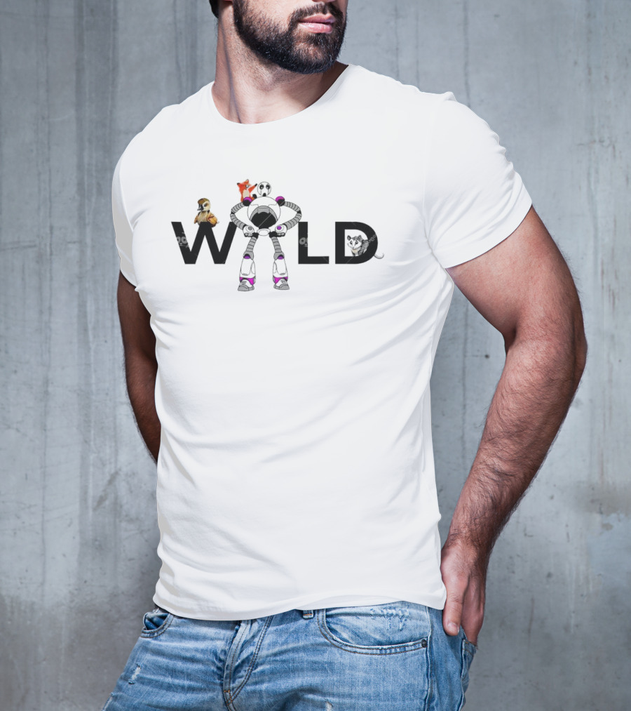 Wild Robot Owl Fox Cat Cartoon T-Shirt