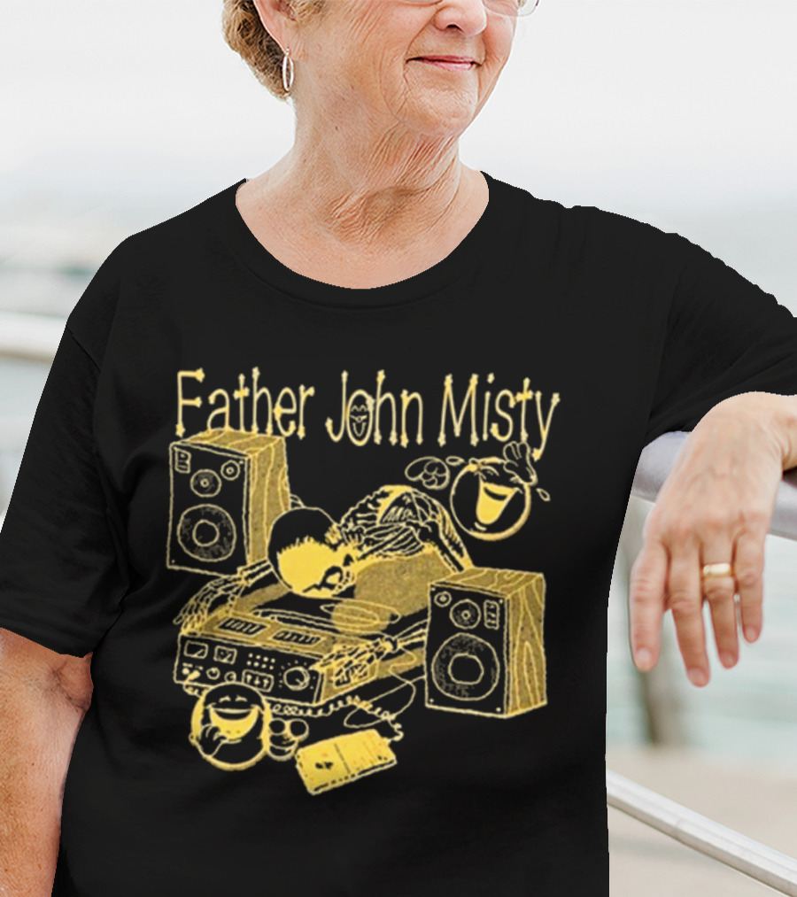 Father John Misty DJ Cartoon Skeleton With Speakers T-Shirt