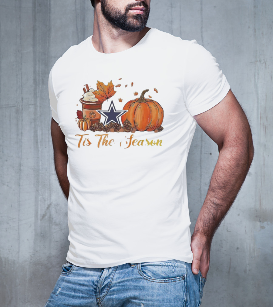 Dallas Cowboys Tis The Season Pumpkin Latte Autumn Decor T-Shirt