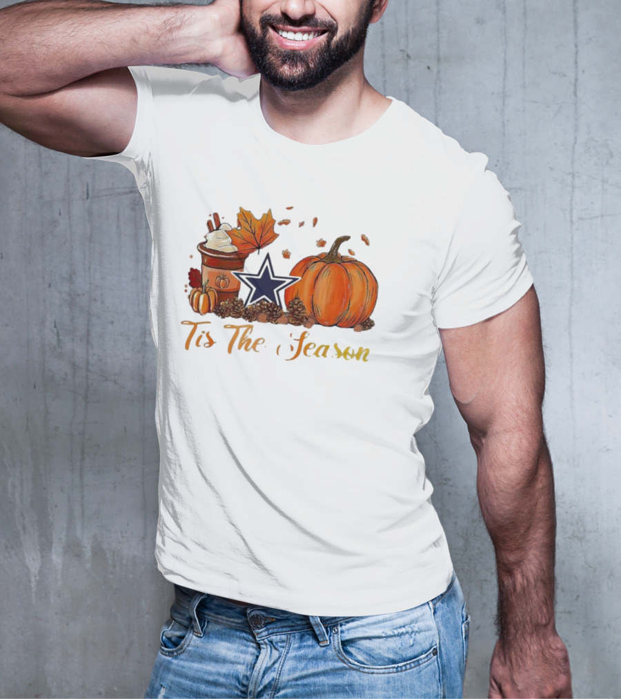 Dallas Cowboys Tis The Season Pumpkin Latte Autumn Decor T-Shirt