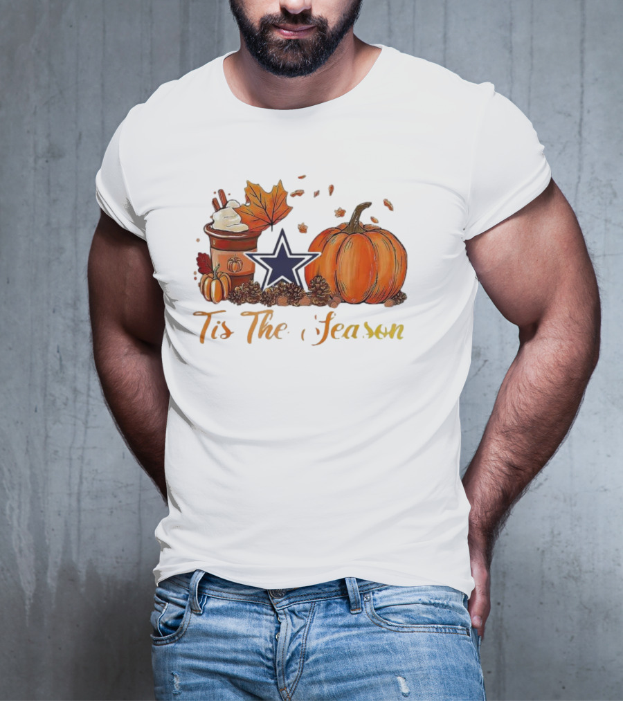Dallas Cowboys Tis The Season Pumpkin Latte Autumn Decor T-Shirt