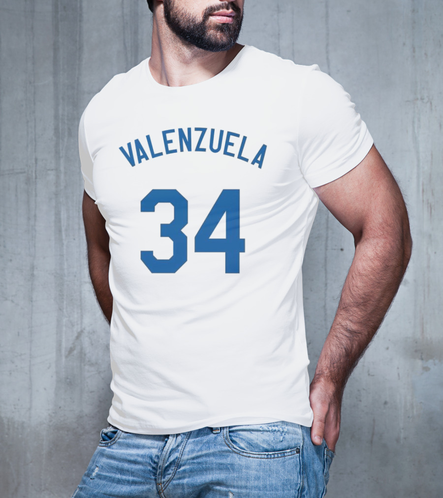 Valenzuela 34 Los Angeles Dodgers Fernando Valenzuela Iconic Baseball Jersey Number T-Shirt
