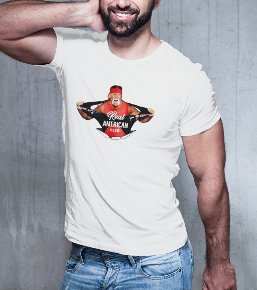 Hulk Hogan Real American Beer Iconic Wrestler Branding T-Shirt
