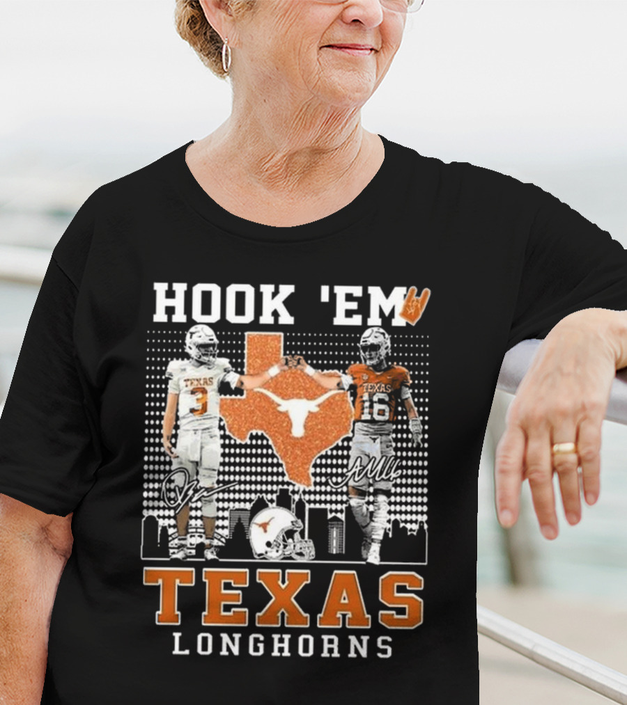 Hook 'Em Texas Longhorns Jordan Whittington Arch Manning Signatures T-Shirt